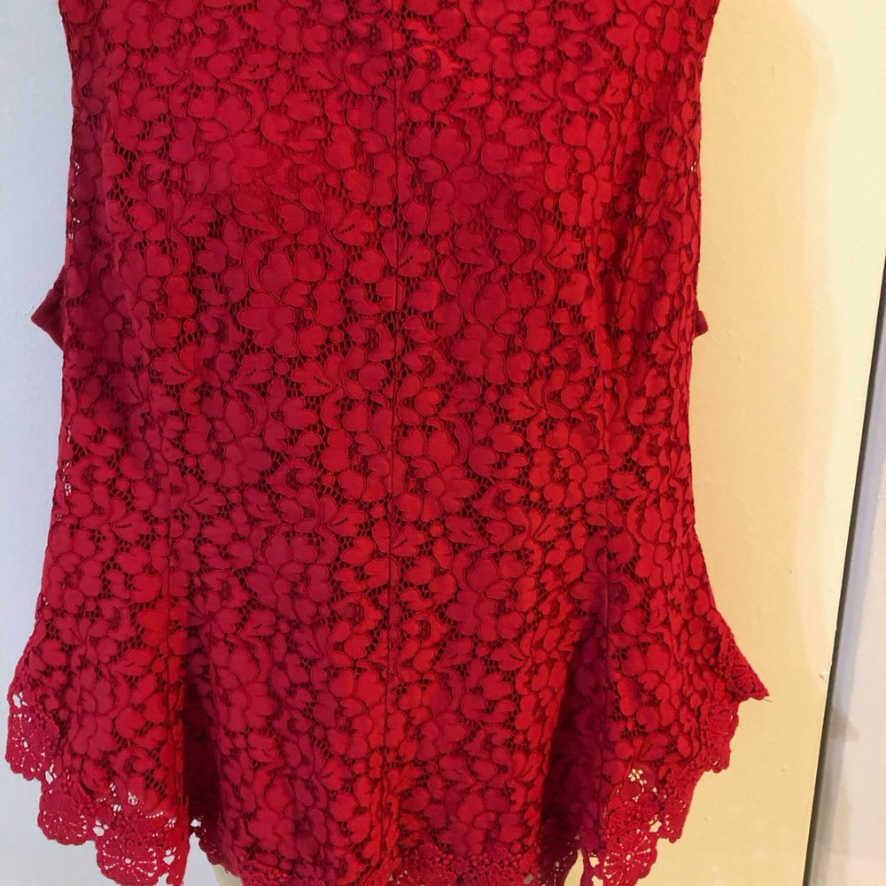 New York & Company Red Lace Blouse
